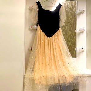 Puff sleeve fit and flare dress